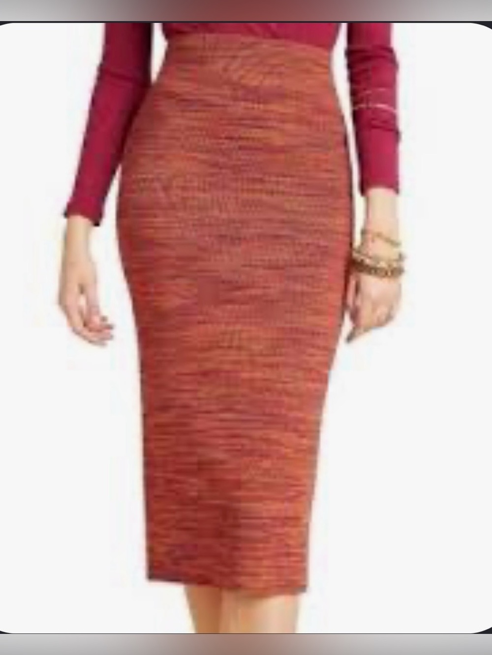Maeve Anthropologie Multi Color Orange Knit Maxi Pencil Skirt Women’s XS